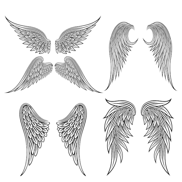 asas ícone ilustração vetorial asas design design para tatuagem vetor asas preto e branco