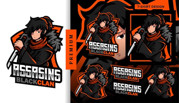Assassins Black Clan mascote esport design de logotipo