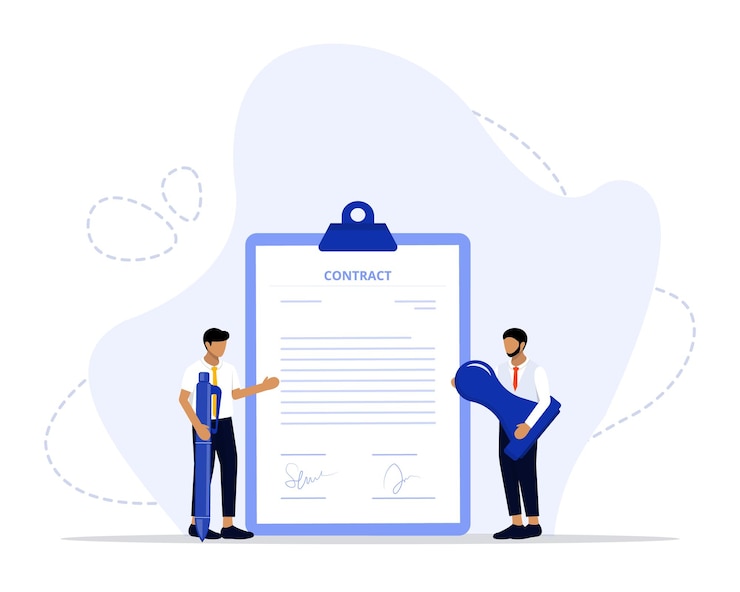 Vetor assinando uma ilustração do conceito de contrato