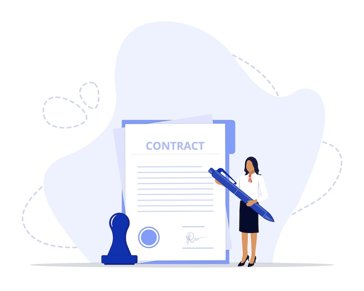Vetor assinando uma ilustração do conceito de contrato