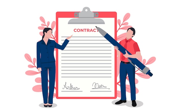 Vetor assinar um contrato ou aceitar a ilustração do conceito de termos e condições