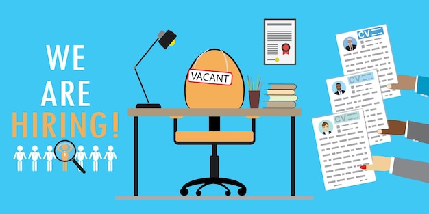 Assinar vaga em cadeira e inscrição estamos contratando contratação e recrutamento ilustração vetorial