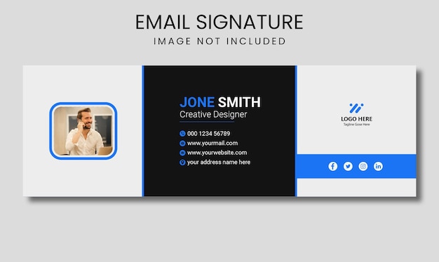 Assinatura de e-mail ou rodapé de e-mail e capa do facebook de mídia social pessoal