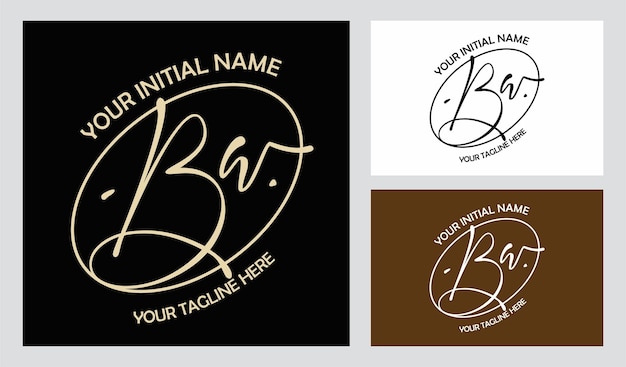 Vetor assinatura do logotipo bw b w caligrafia inicial bw modelo de caligrafia inicial letras de mão vetoriais