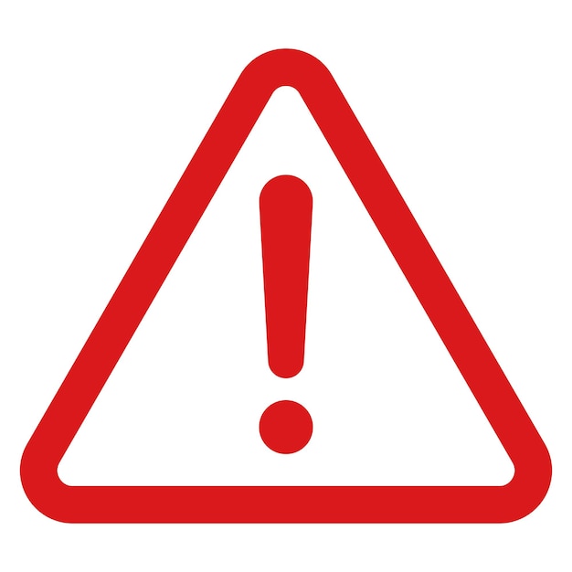Vetor assine atenção, aviso, erro, perigo, triângulo vermelho, com ponto de exclamação, cuidado, alerta de alarme de acidente