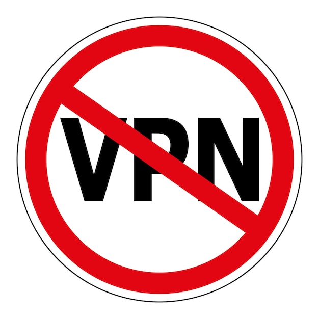 Vetor assine proibindo o uso do vetor de sinal vpn do serviço anonymizer vermelho riscado círculo a palavra vpn virtual private network