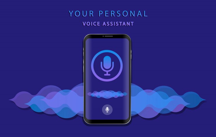 Vetor assistente de voz pessoal. reconhecimento de voz. app para smartphone.