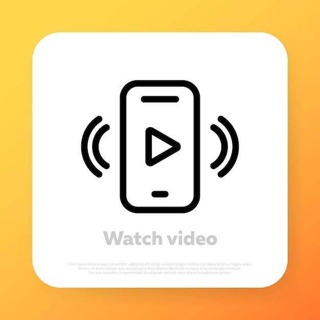 Assistindo o vídeo no ícone do telefone. transmissão ao vivo. conceito de mídia social. ícone de linha vetorial para negócios e publicidade