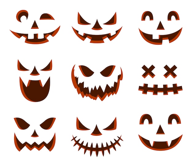 Vetores de Cara De Abóbora De Halloween Assustadora Vector Design