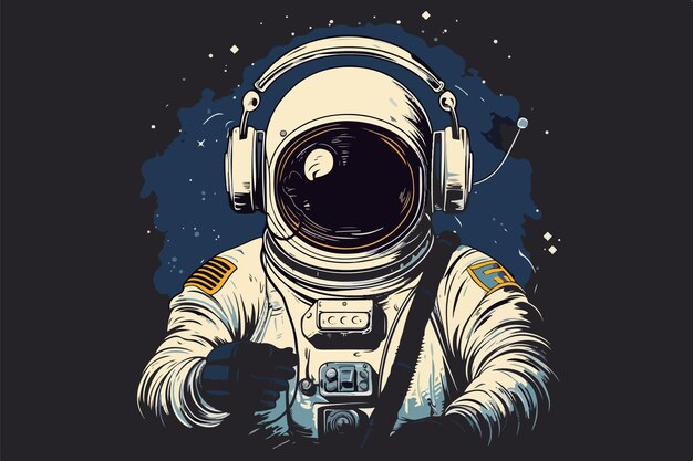 Astronauta amante da música vintage vector