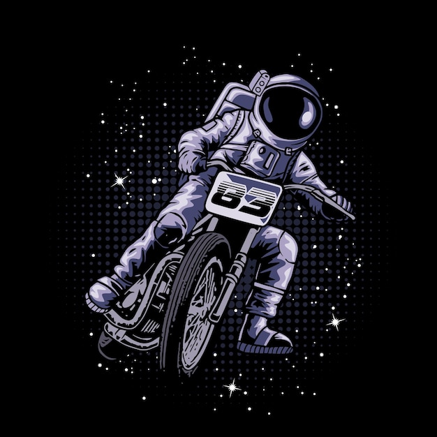Astronauta andando de moto no espaço