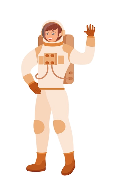 Astronauta com traje espacial e capacete em uma expedição cósmica