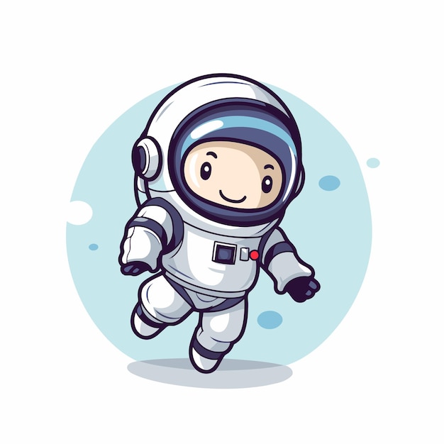 Vetor astronauta correndo personagem de desenho animado em fundo branco ilustração vetorial