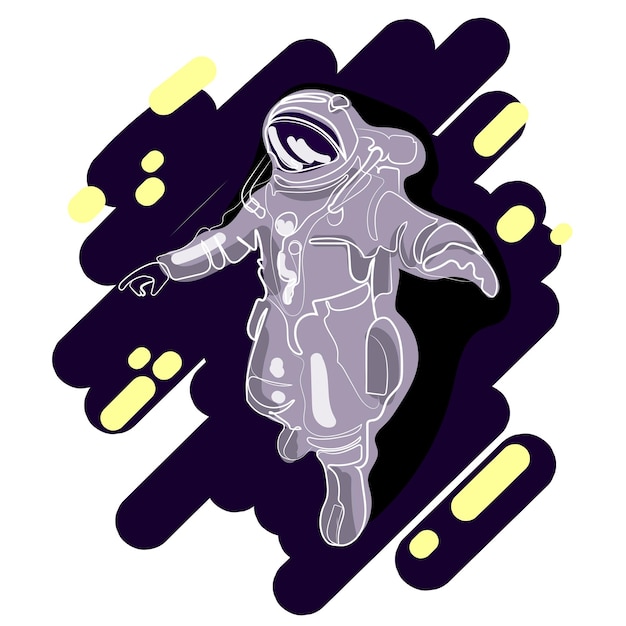 Vetor astronauta de arte abstrata no espaço astronauta linha arte desenho ilustração vetorial