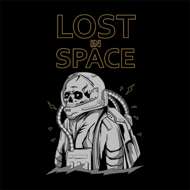 Vetor astronauta de crânio para design de camiseta