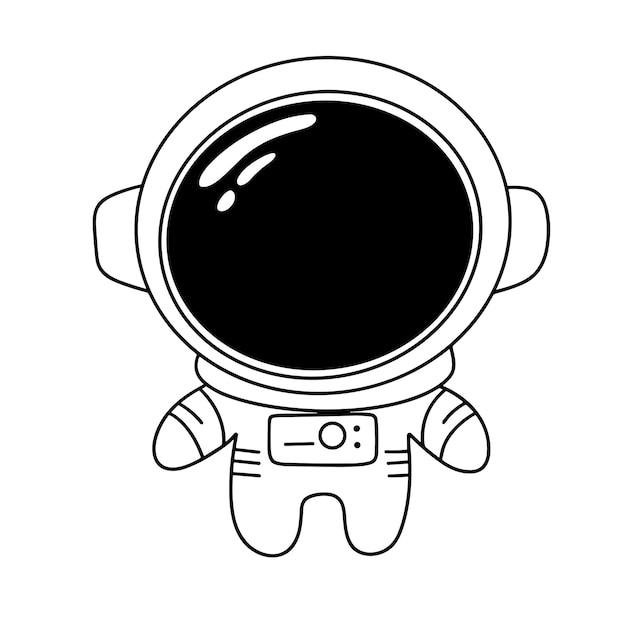 Astronauta de desenho animado isolado em fundo Esboço de astronauta desenhado à mão Arte vetorial desenhada à mão