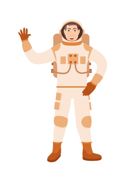 Astronauta de personagem de desenho animado plana isolado no fundo branco