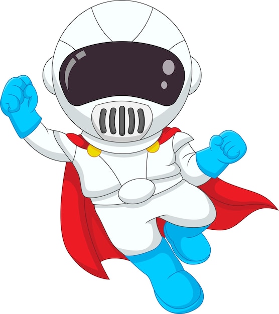 Vetor astronauta de super-herói dos desenhos animados em fundo branco