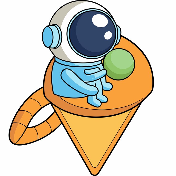 Vetor astronauta em cone de sorvete ícone de desenho animado vetorial ilustração ciência ícone de comida conceito isolado estilo de desenhos animados vetorial plano premium