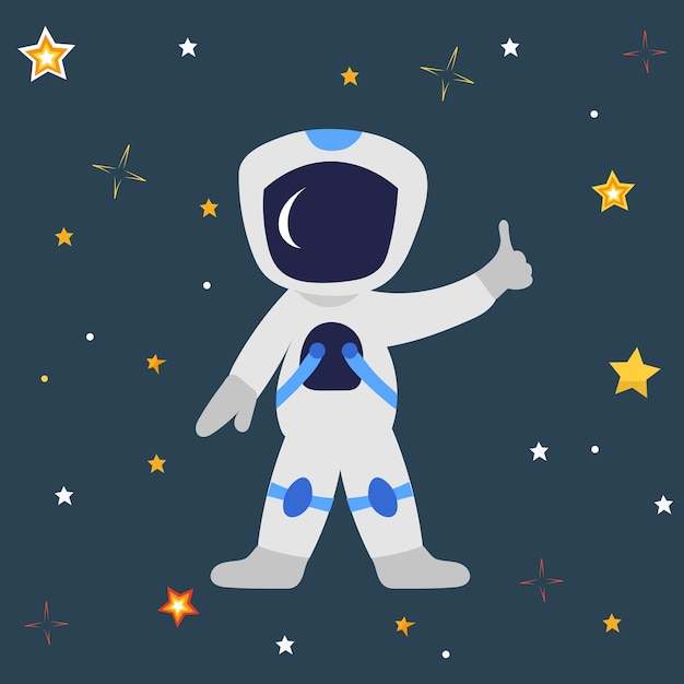 Astronauta em design plano no fundo do céu estrelado