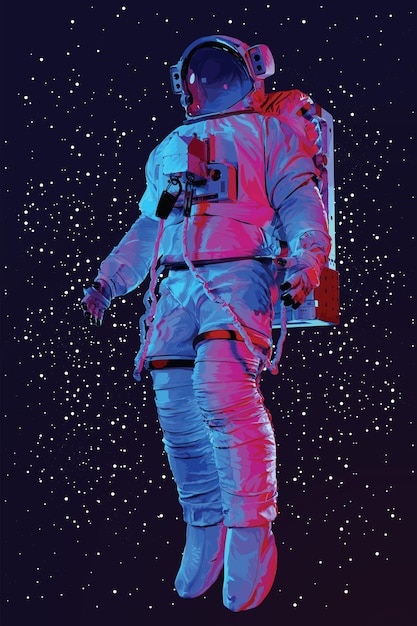 Astronauta em traje espacial no espaço., VETOR