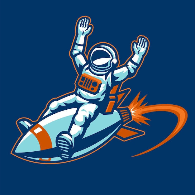 Astronauta feliz montando o foguete