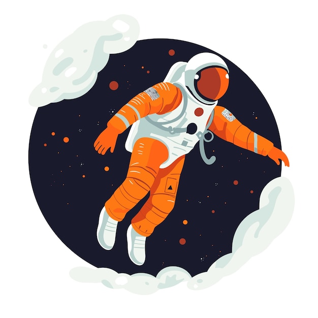 Astronauta flutuando no espaço galáxia silhueta vetor ilustração