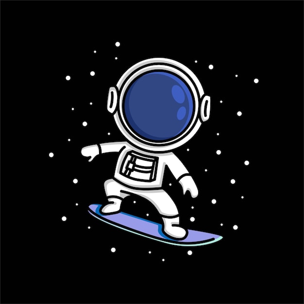Astronauta fofo com desenho de prancha de surf