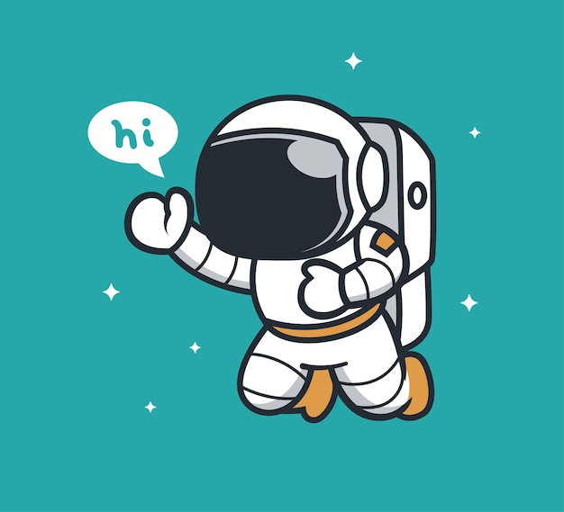 Astronauta fofo dizendo olá