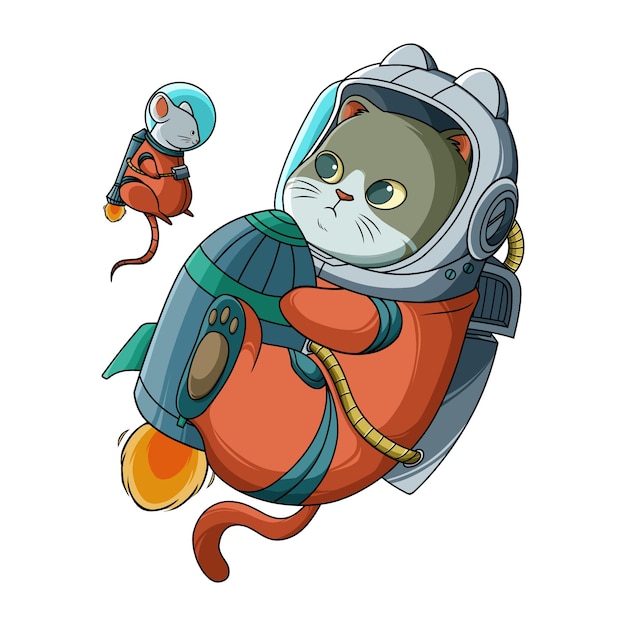 Astronauta gato e rato