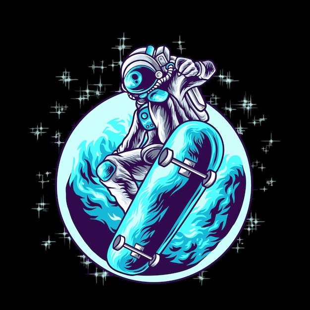 Astronauta jogando skate