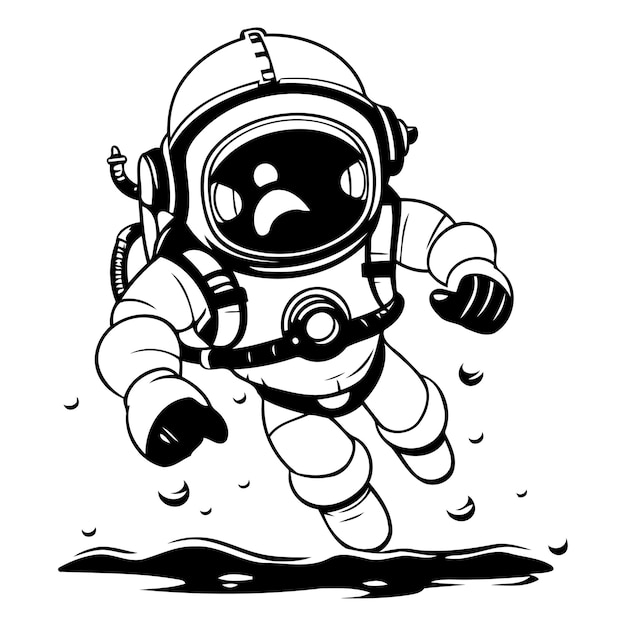 Astronauta mergulhando no oceano ilustração vetorial para o seu projeto