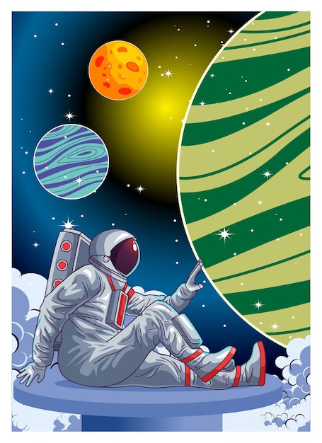 Astronauta na ilustração do espaço