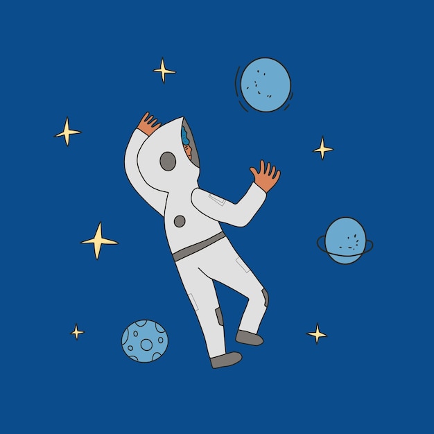 Astronauta no espaço aberto Homem flutuando no universo