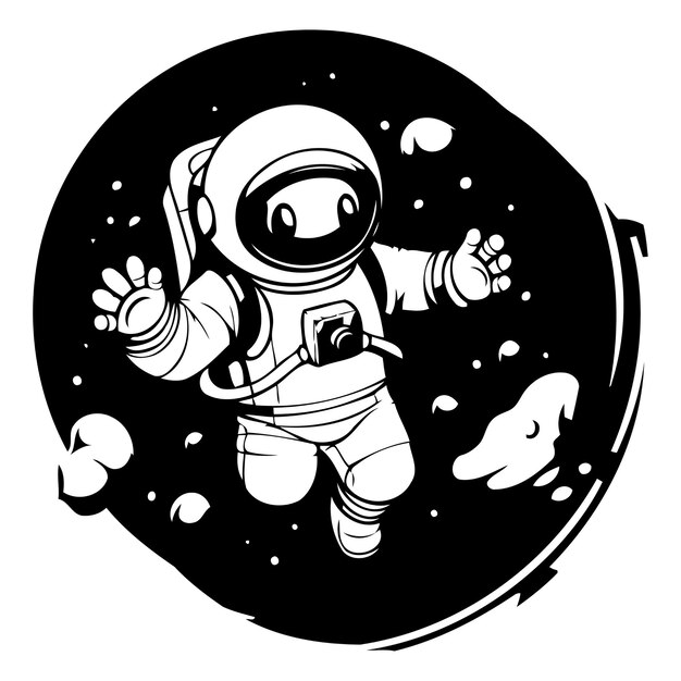 Astronauta no espaço exterior ilustração vetorial de personagem de desenho animado