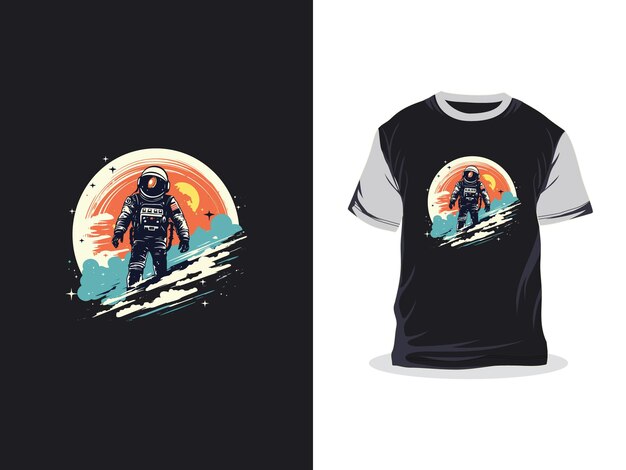 Astronauta obra de arte criativa desenho de camiseta de impressão vetorial