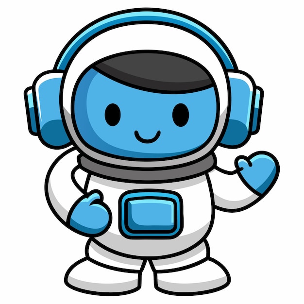 Astronauta ouvindo música com fone de ouvido Ícone vetorial de desenho animado Ilustração Ícone de tecnologia científica