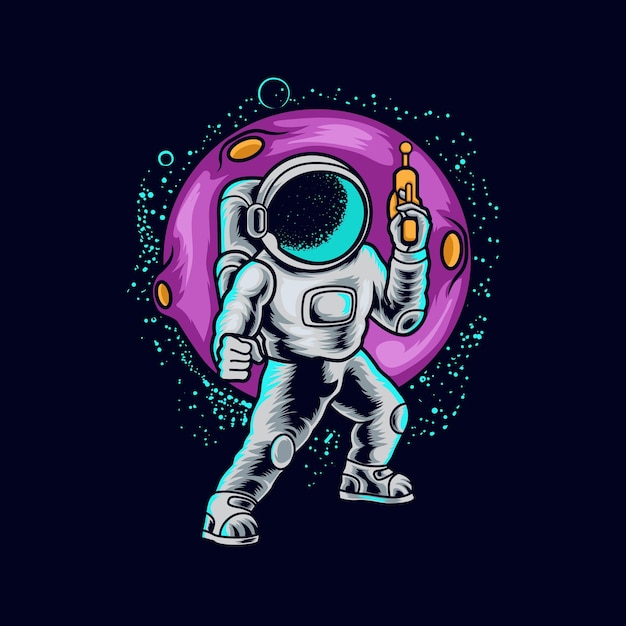 Astronauta pronto para ilustração de guerra