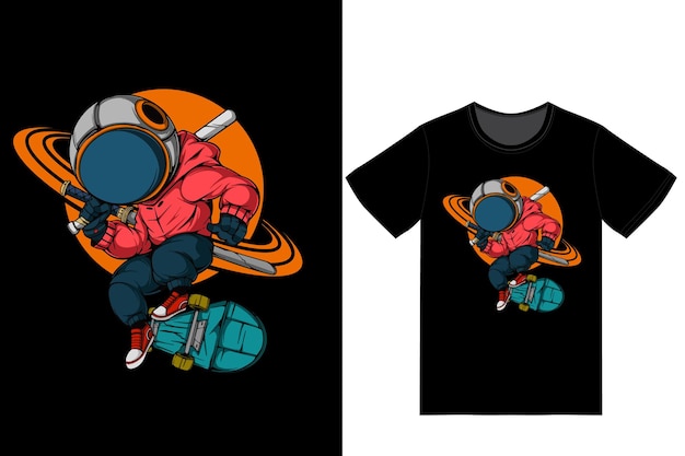 Astronauta urbano em ação com skate