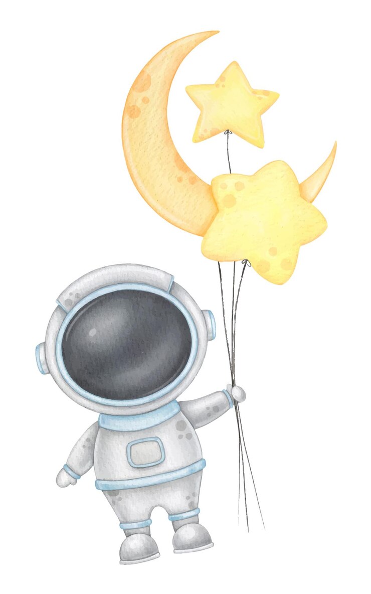 Vetor astronauta voa balões infantil espaço estampa