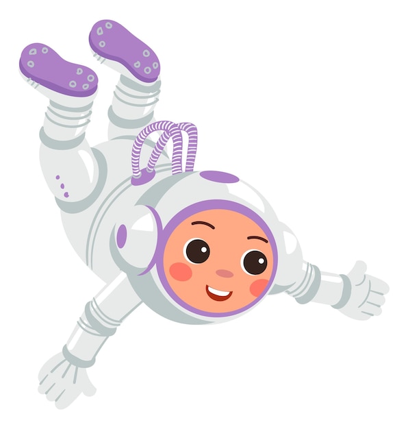 Astronauta voando kid em traje espacial personagem de desenho animado