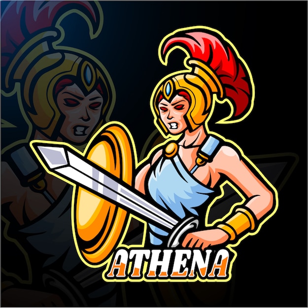 Athena esport design de mascote de logotipo