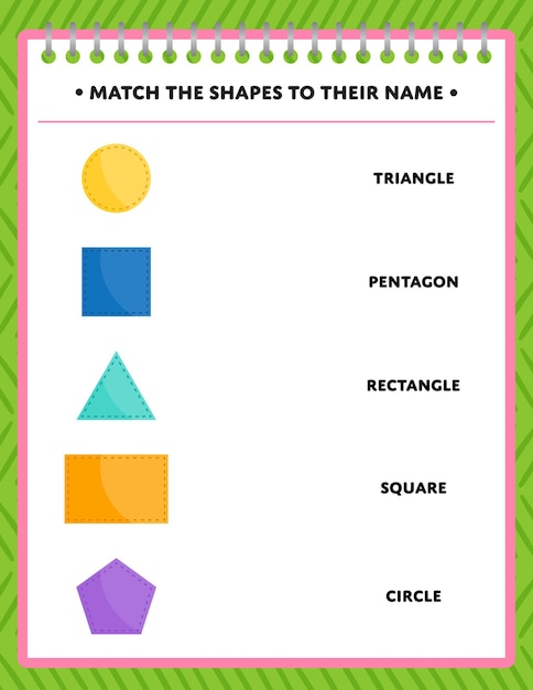 Vetor atividade de correspondência de formas para crianças