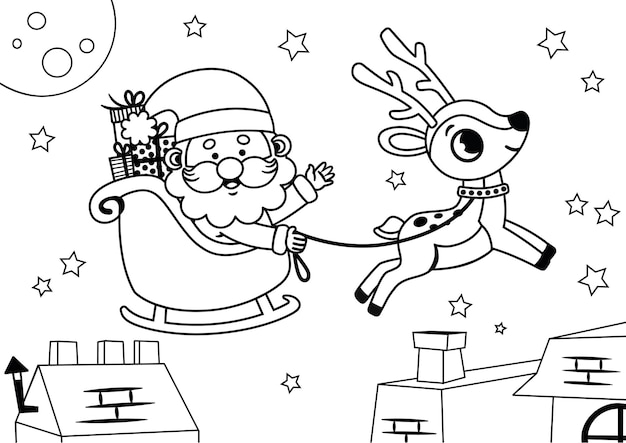 Atividade de pintura para crianças com tema de natal. página para colorir. vetor clipart.