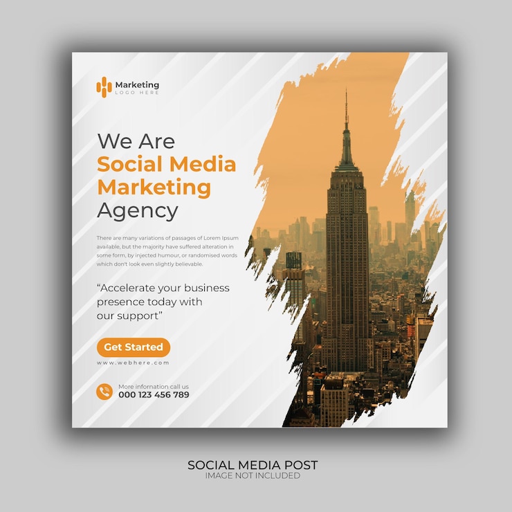Atividade social e postagens de instagram de caridade, agência de marketing digital e banner corporativo