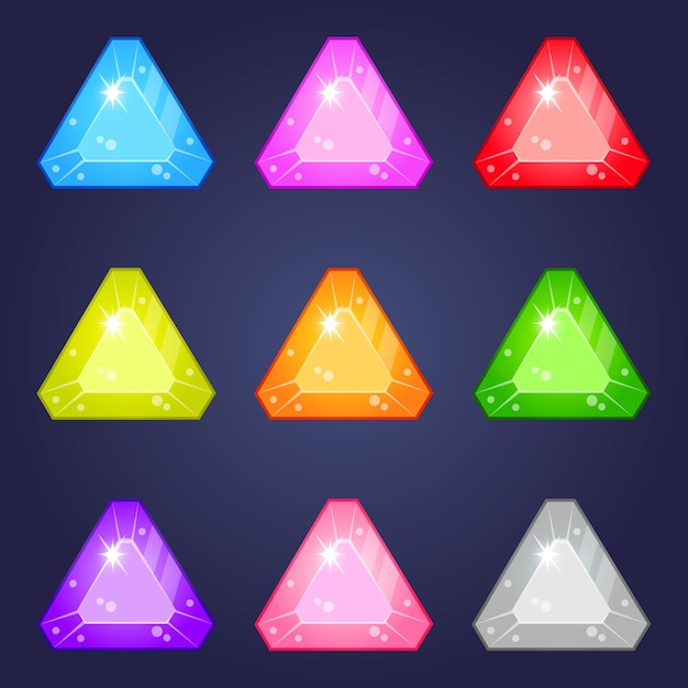 Vetor ativos de cristal para o triângulo da forma de design de jogos