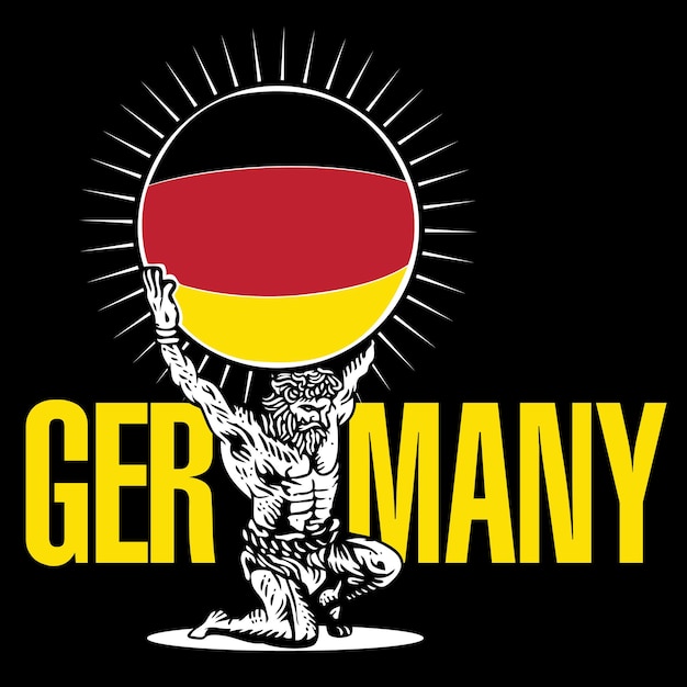Atlas segurando a bola da bandeira nacional do país alemanha