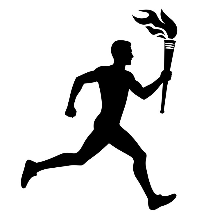 Vetor atleta correndo com uma tocha ilustração vetorial