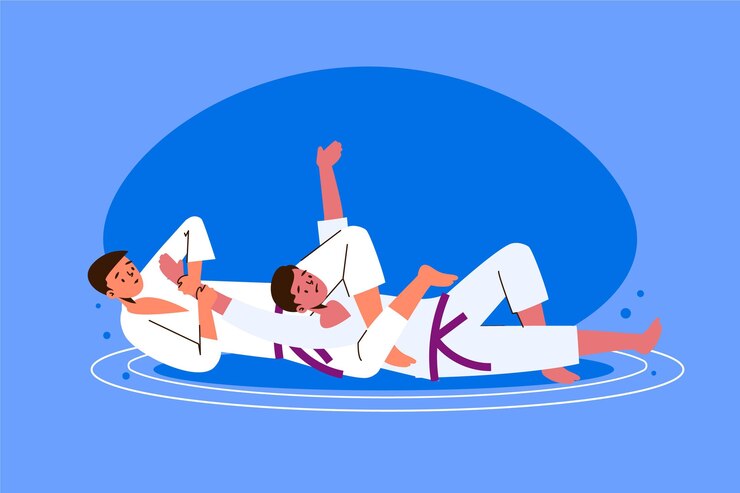 Vetor atletas de jiu-jitsu lutando