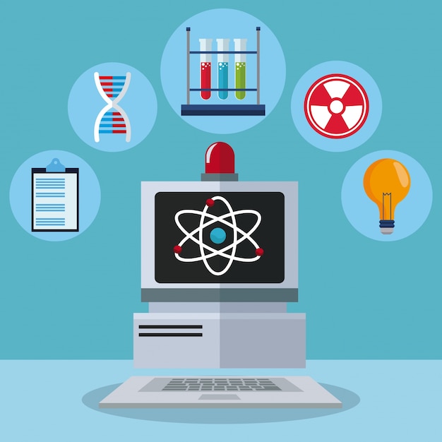 Átomo de molécula de teste de laboratório de computador